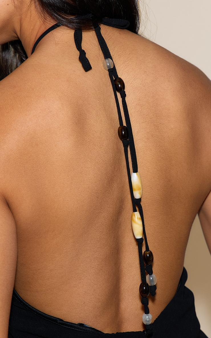 Black Chiffon Backless Bead Detail Floaty Jumpsuit Product Image