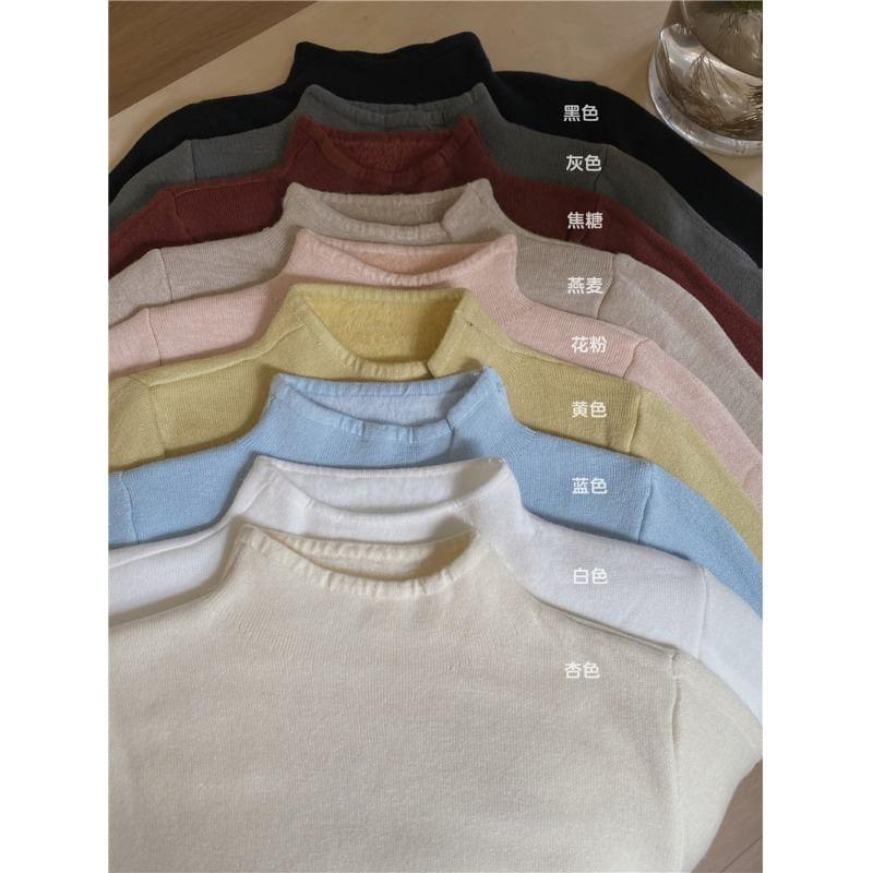 Mock Neck Plain Sweater Product Image