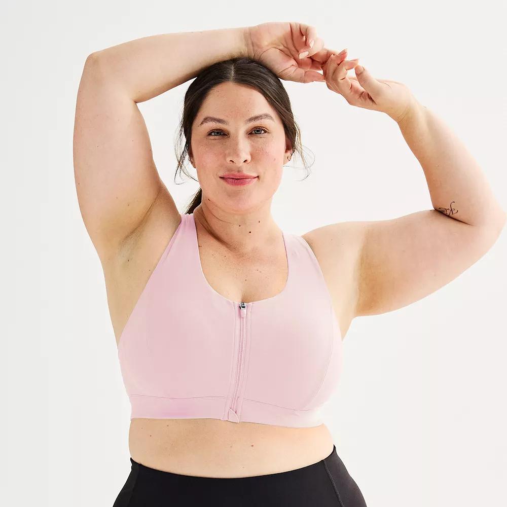 Plus Size Tek Gear® Ultrastretch Medium Support Zip Front Sports Bra, Women's, Size: 4XL, Mini Latte Product Image