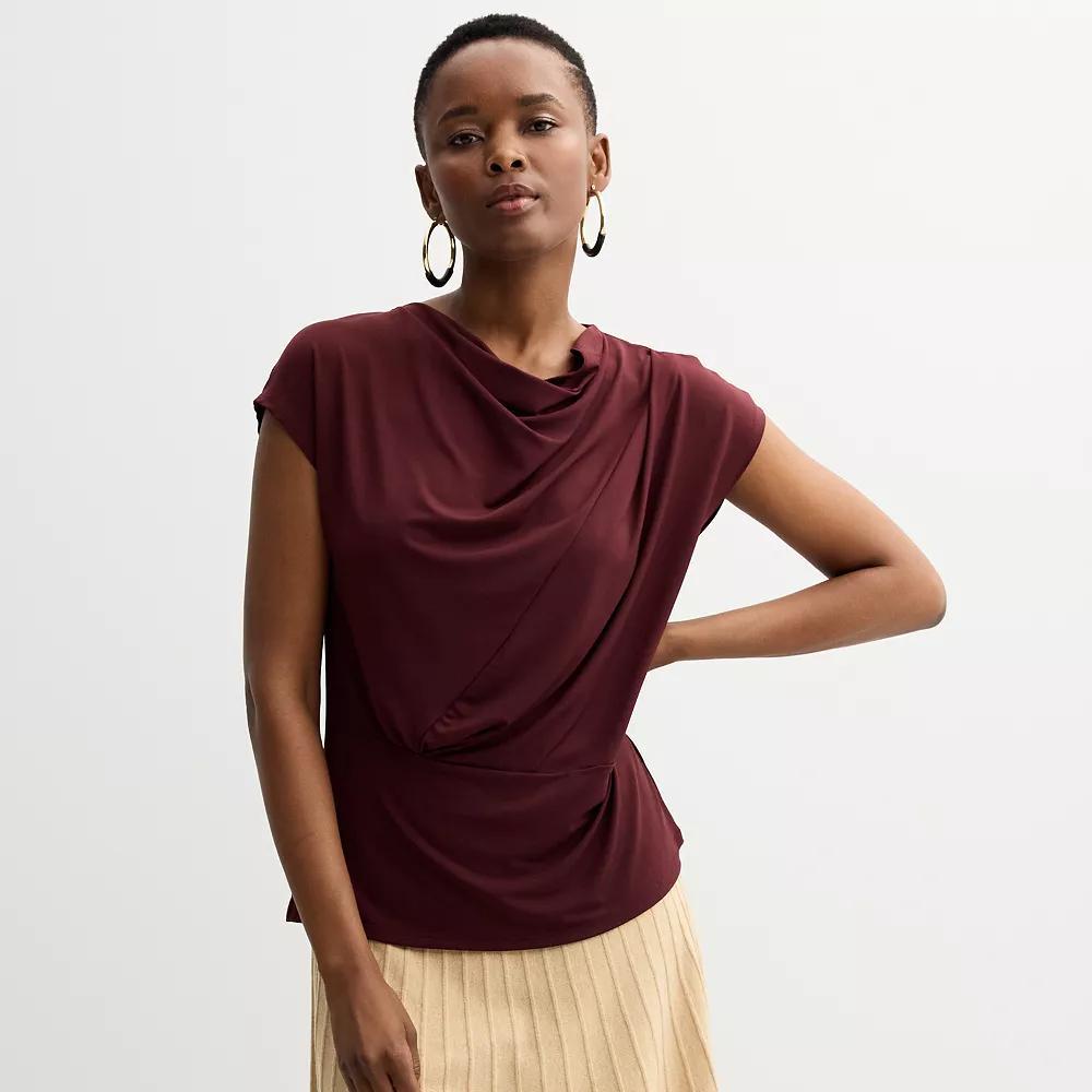 Women's Nine West Drape Twist Front Top, Size: Large, Mineral Black Product Image