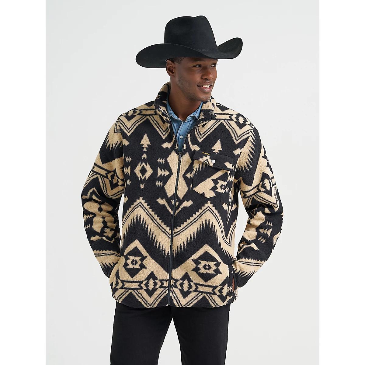 Men's Lightweight Full Zip Sherpa Jacket in Caviar Product Image