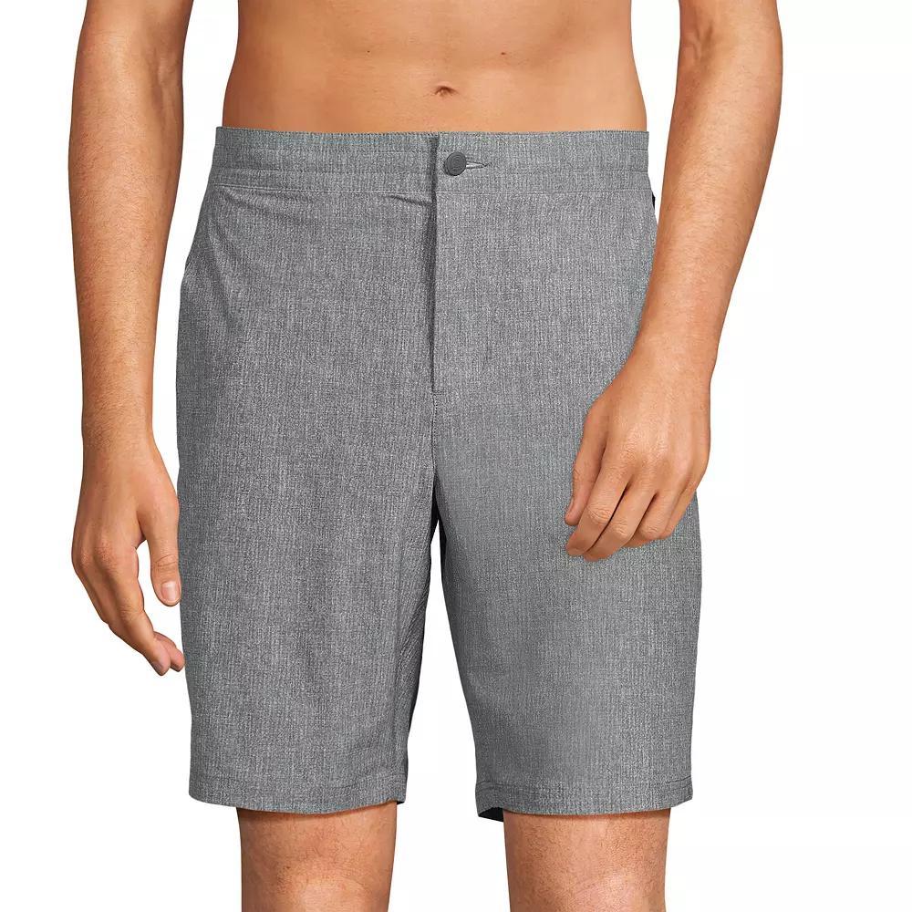 Men's Lands' End 9" Shoreline Swim Trunks, Size: Large, Light Gray Chambray Product Image