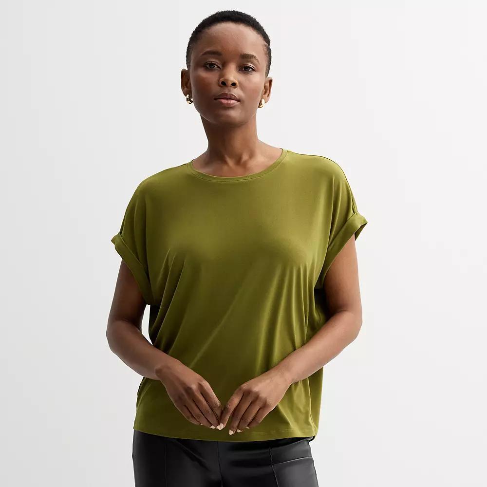 Women's Nine West Crewneck Dolman Tee, Size: Small, Olive Green Product Image
