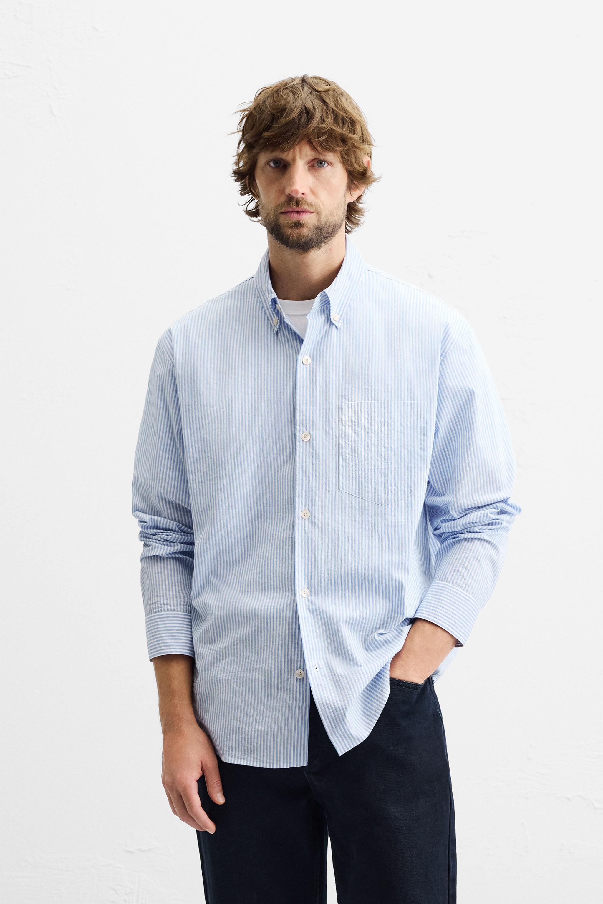 WRINKLE LOOK STRIPED SHIRT Product Image