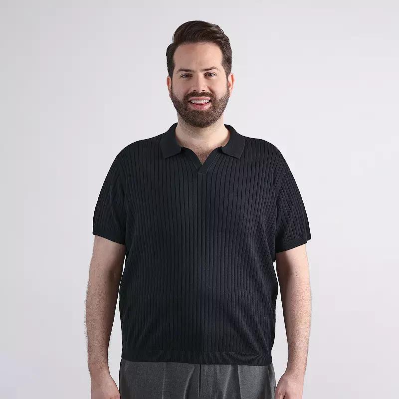 Big & Tall Haggar® Men's Johnny Collar Slim Fit Ribbed Sweater,  Product Image