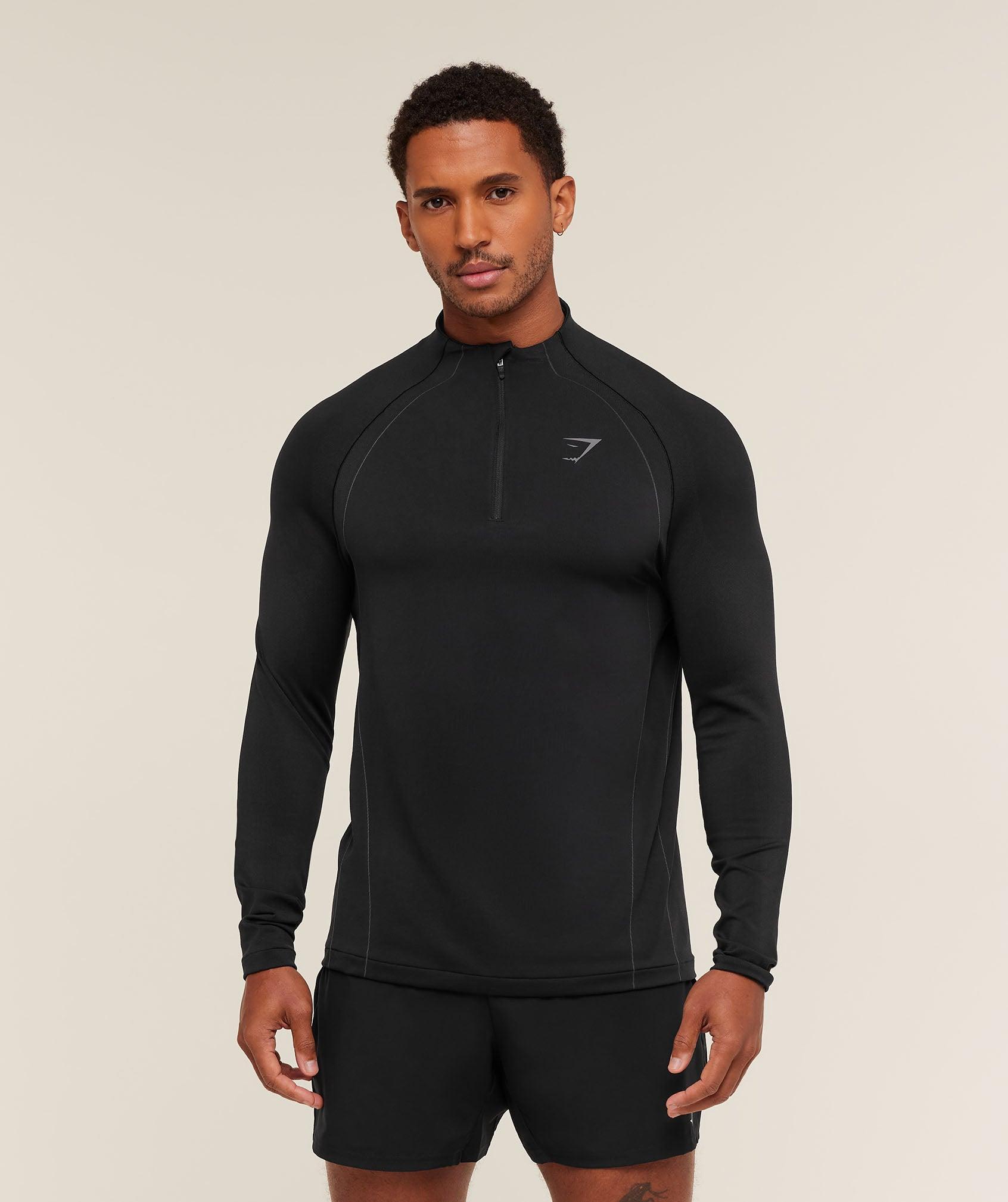 Gymshark Apex Seamless 1/4 Zip - Black/Dark Grey Male Product Image