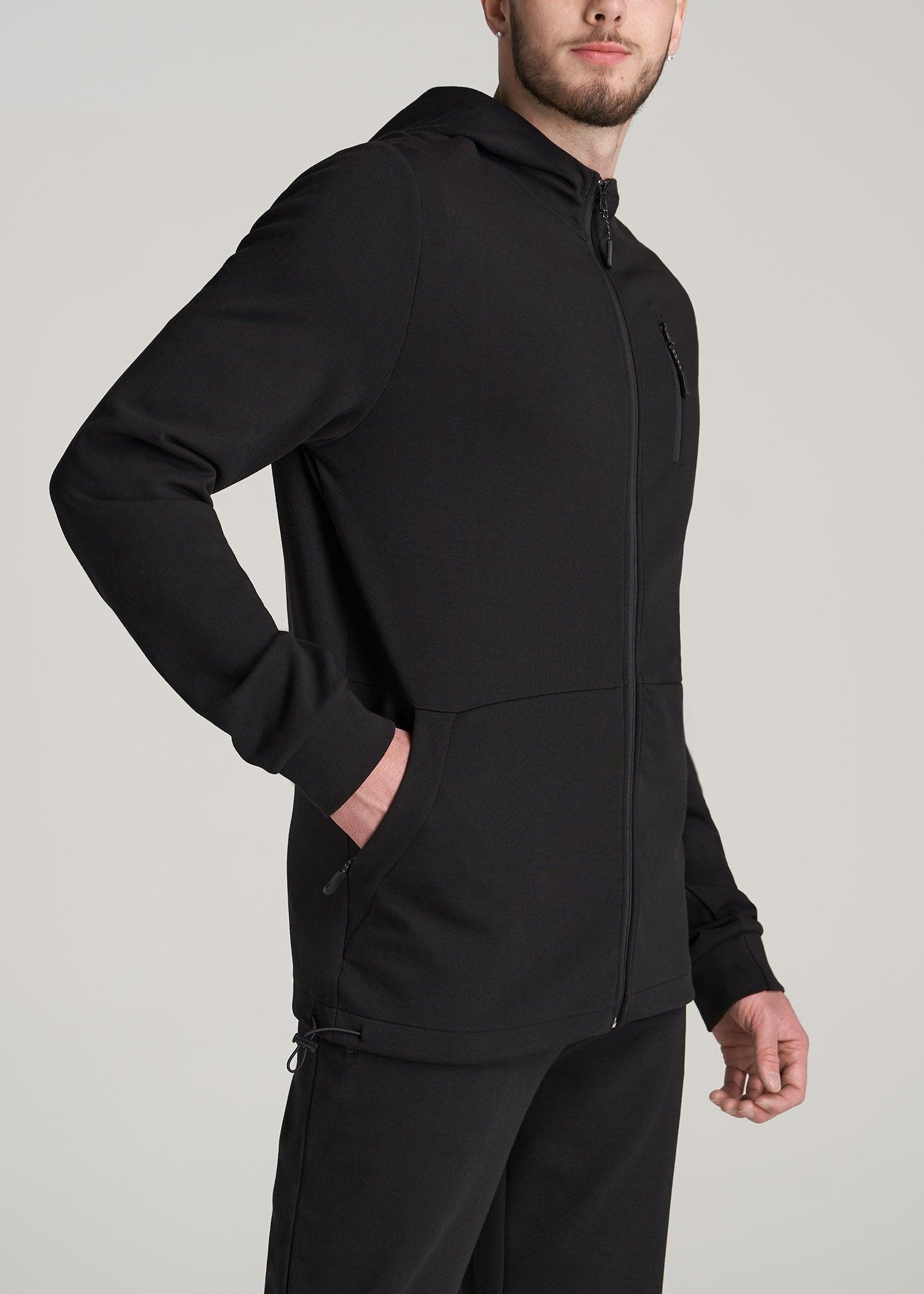 Tall Men's Tech-Knit Long Track Jacket in Black Product Image