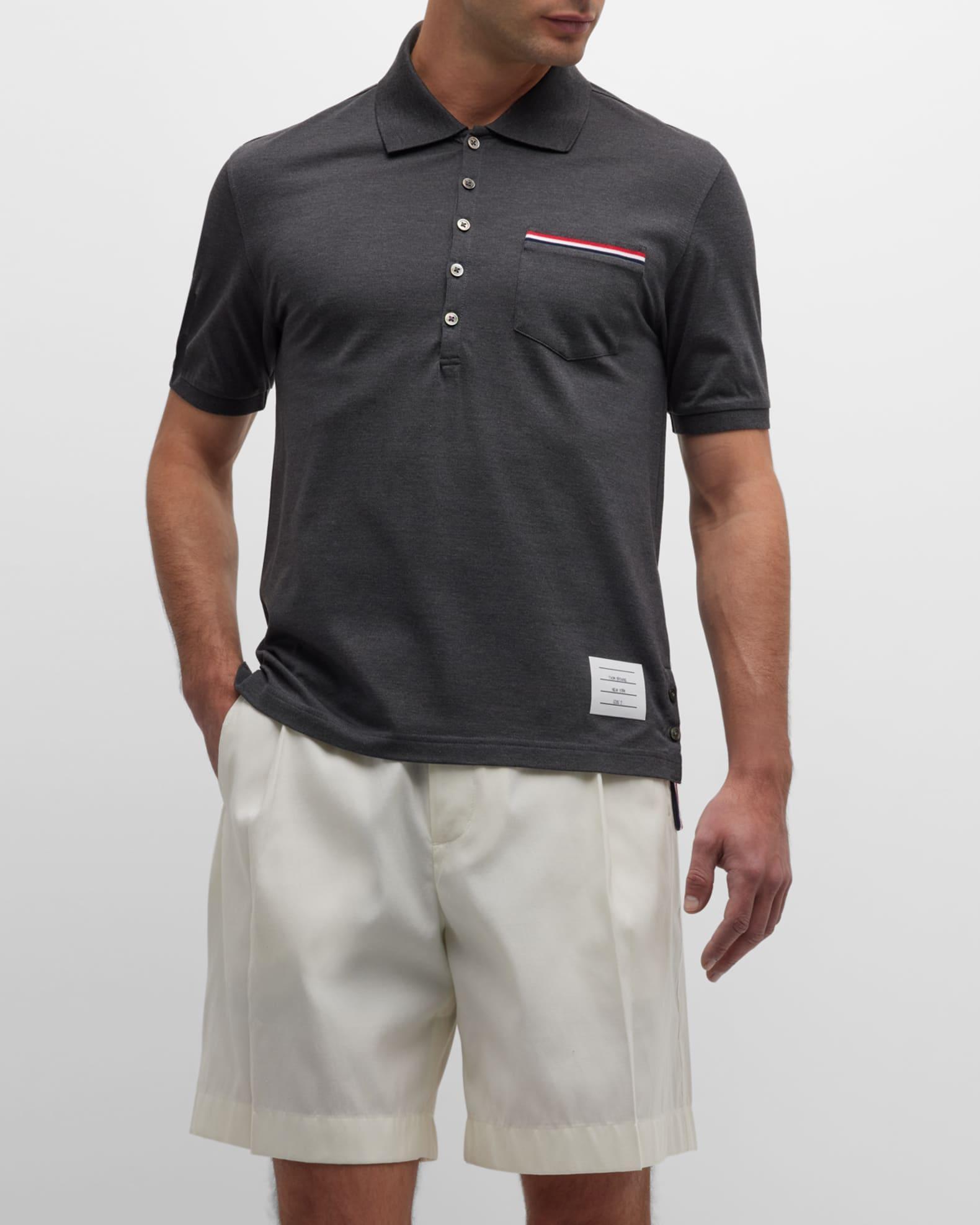Heather Polo Shirt with Striped Pocket Product Image