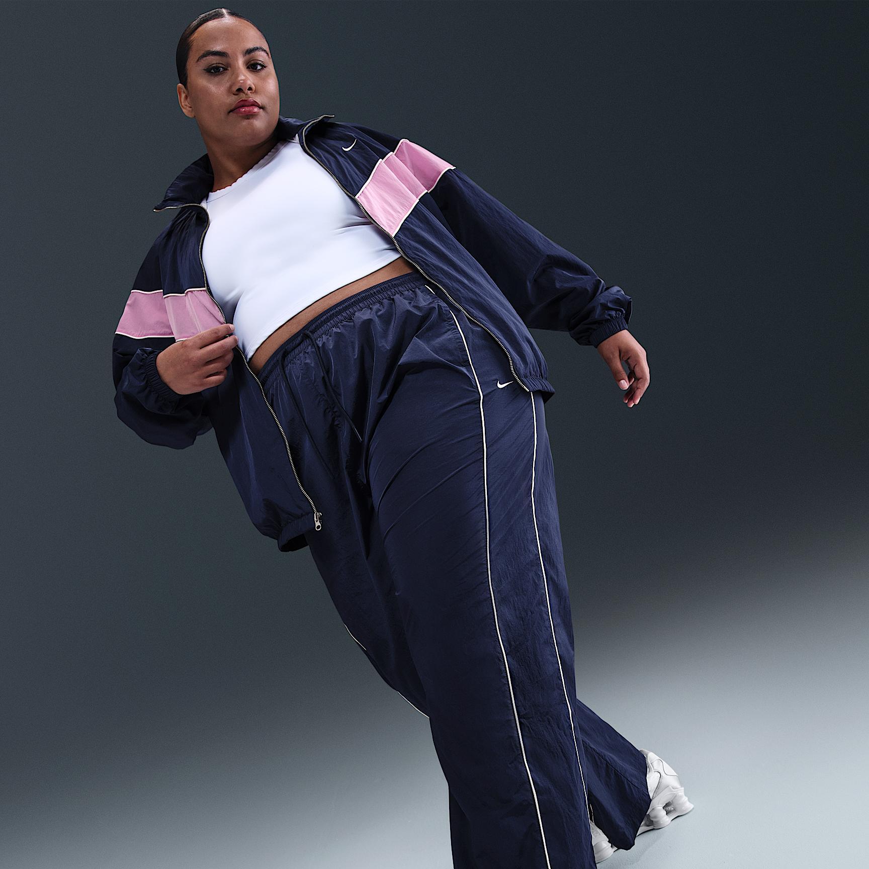 Nike Womens Windrunner High-Waisted Woven Open-Hem Pants (Plus Size) | FV7657-410 Product Image