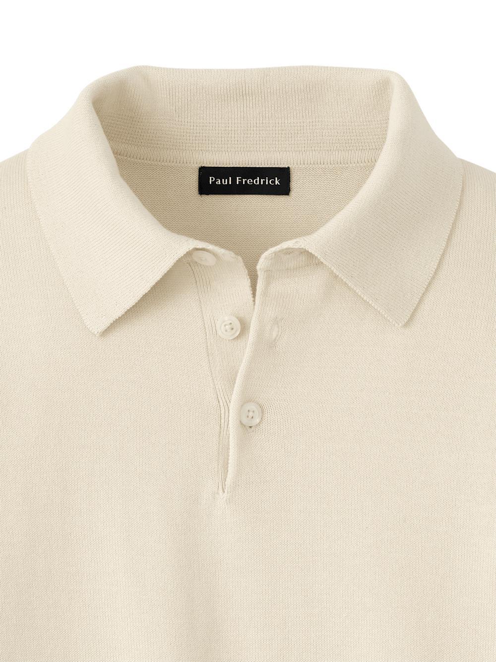 Supima Cotton Three Button Polo - Ivory Product Image