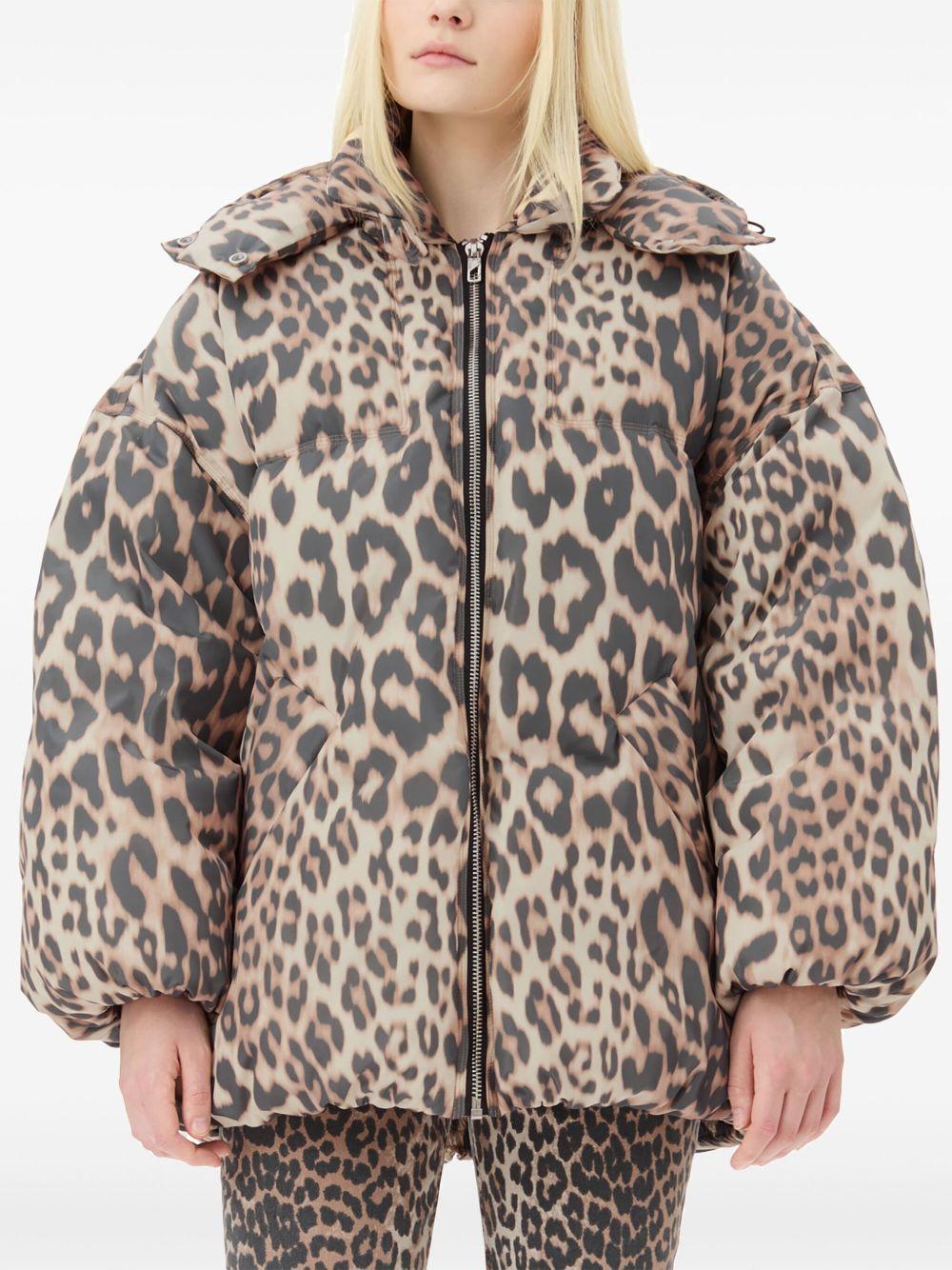 leopard print hooded puffer jacket Product Image