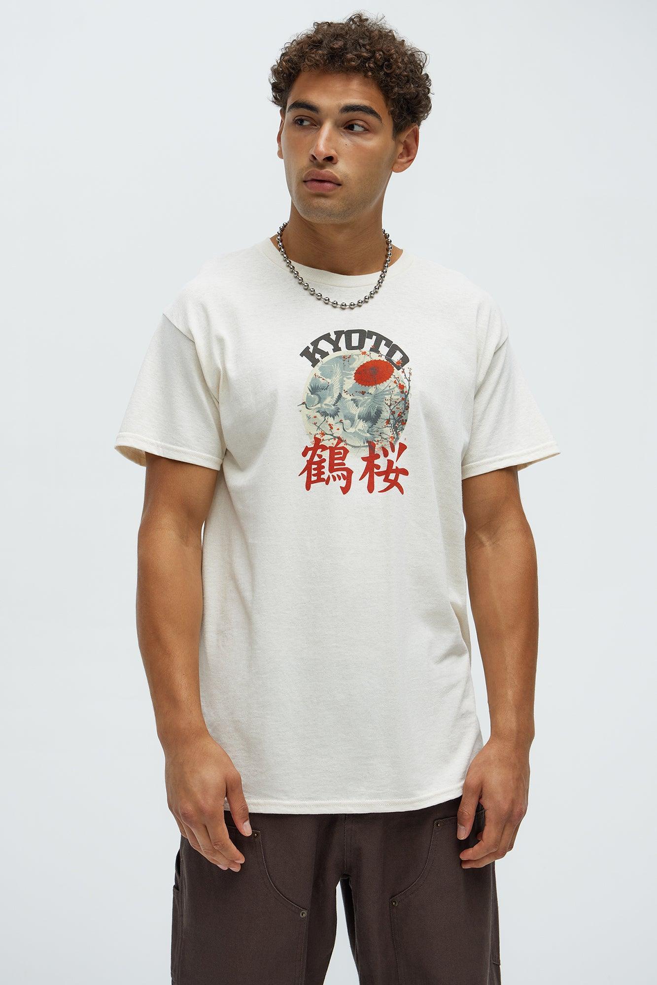 Kyoto Crane Blossom Short Sleeve Tee - Off White Product Image