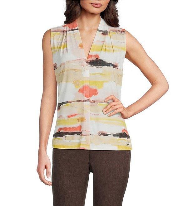 Calvin Klein Printed V-Neck Sleeveless Cami Top Product Image