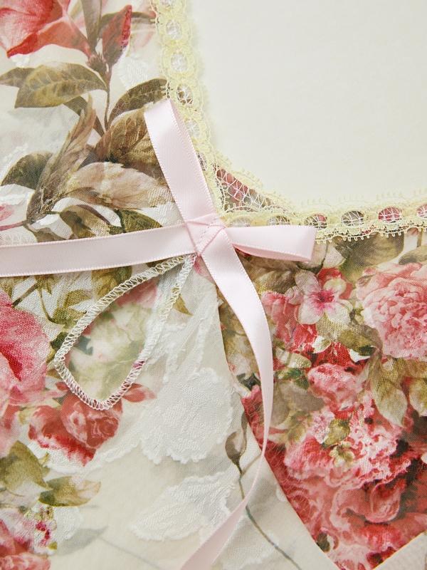 Flower Print Lace Stitching Cami Top Product Image