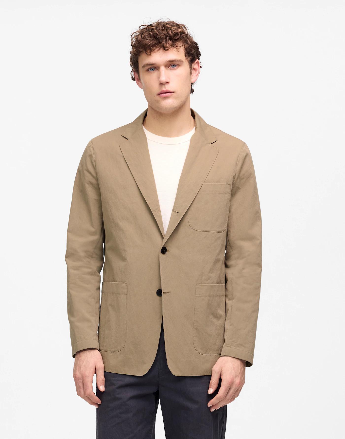 Unstructured Three-Button Blazer in Cotton Blend Product Image