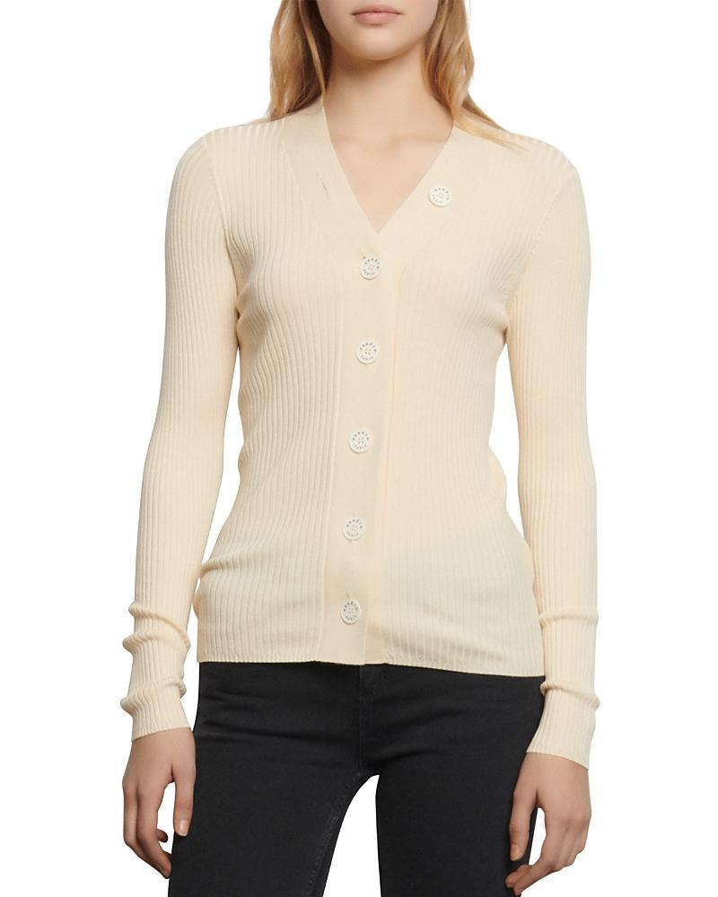 Sandro Gabrielle Ribbed Knit Cardigan Product Image