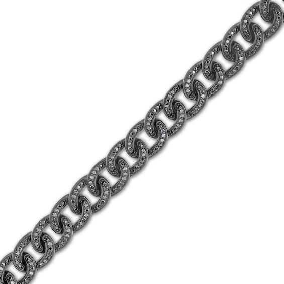 Vera Wang Men 1-3/4 CT. T.w. Black Diamond Curb Chain Bracelet in Sterling Silver with Black Ruthenium - 8.5" Product Image