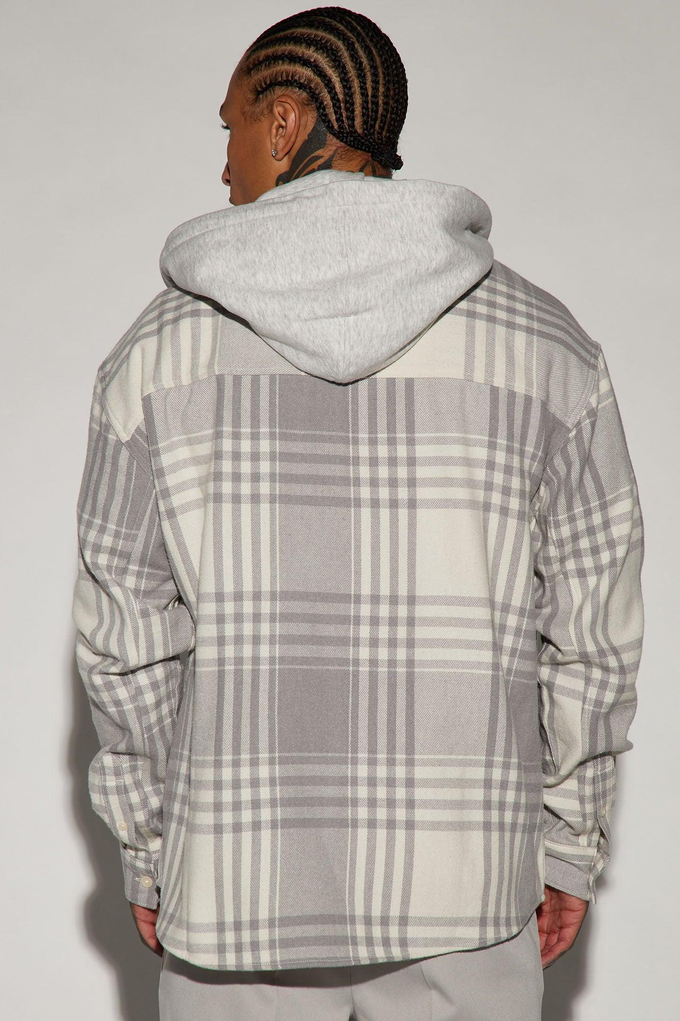 Time Gon Tell Hooded Oversized Shacket - Grey/combo Product Image