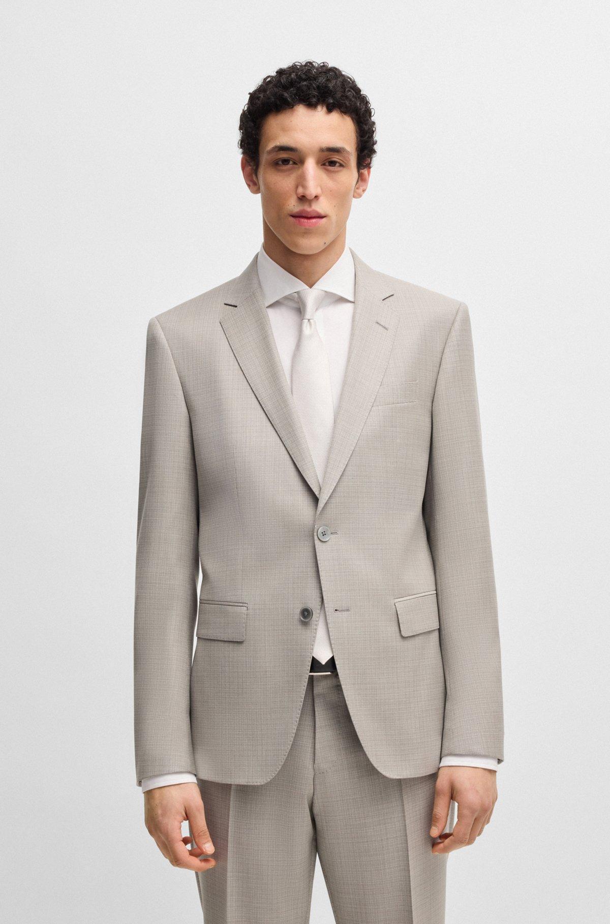 Slim-fit suit in patterned wool Product Image