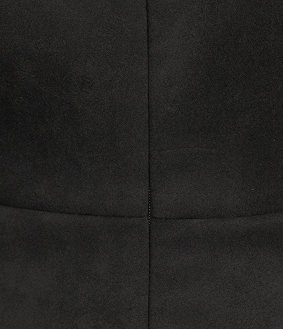 Gibson & Latimer Faux Suede Asymmetric Neck One Shoulder Off-The-Shoulder Short Sleeve Ruched Sheath Midi Dress Product Image