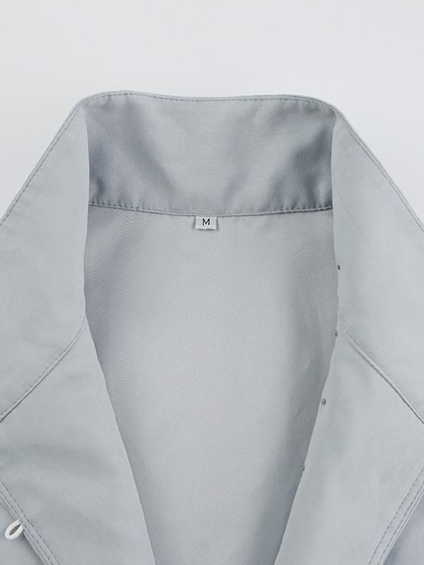 Long Sleeves Loose Solid Color Split-Joint High-Neck Blouses Product Image