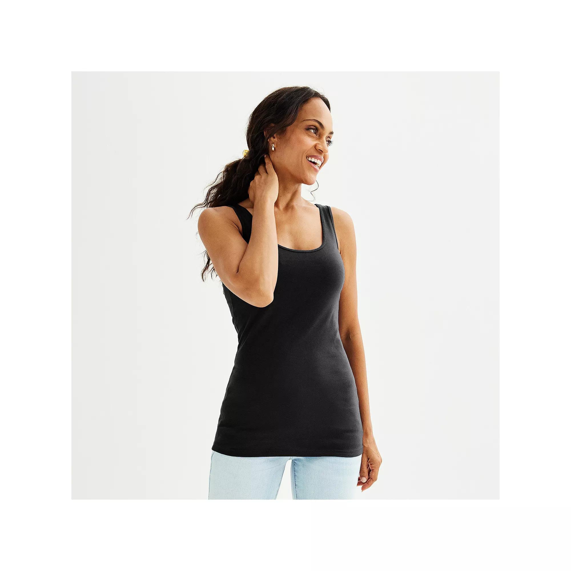 Women's Sonoma Goods For Life® Everyday Tunic Layering Tank Top, Size: Medium, Pitch Black Product Image