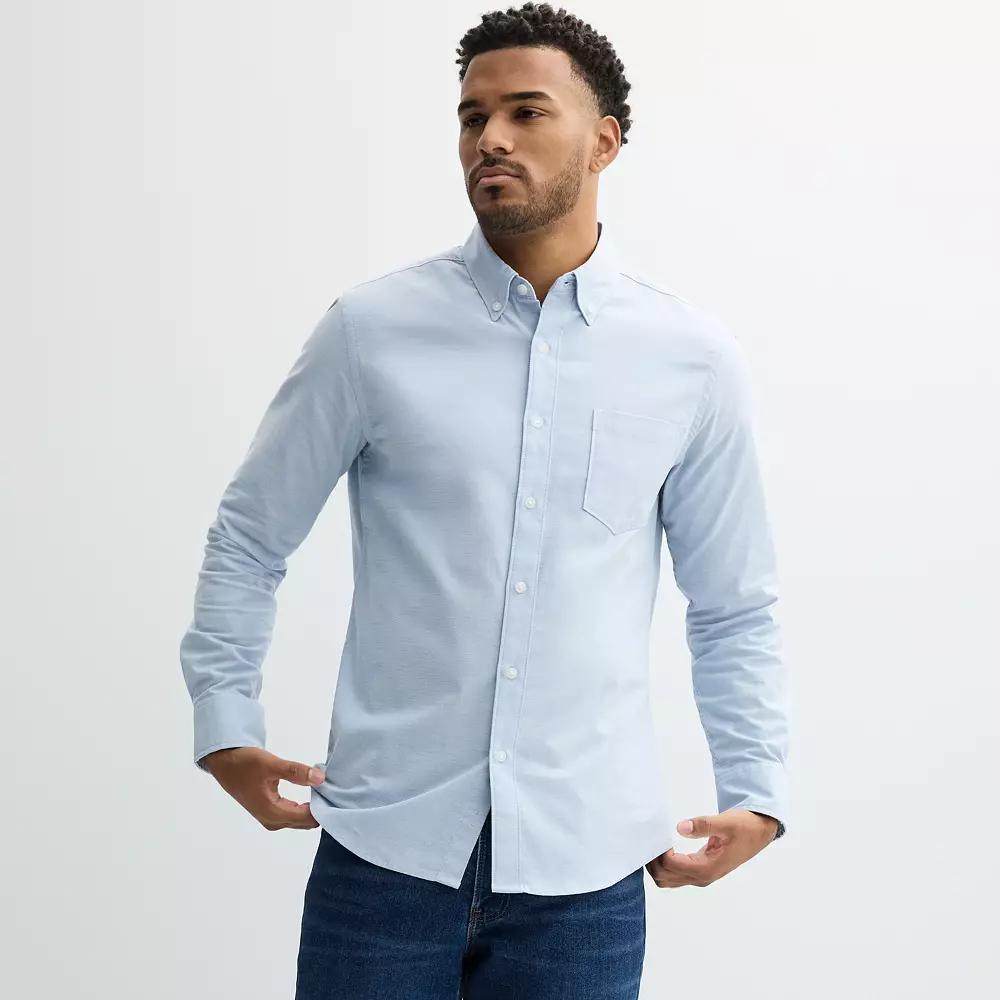 Men's Sonoma Goods For Life® Long Sleeve Slim Fit Perfect Length Button-Down Shirt,  Product Image