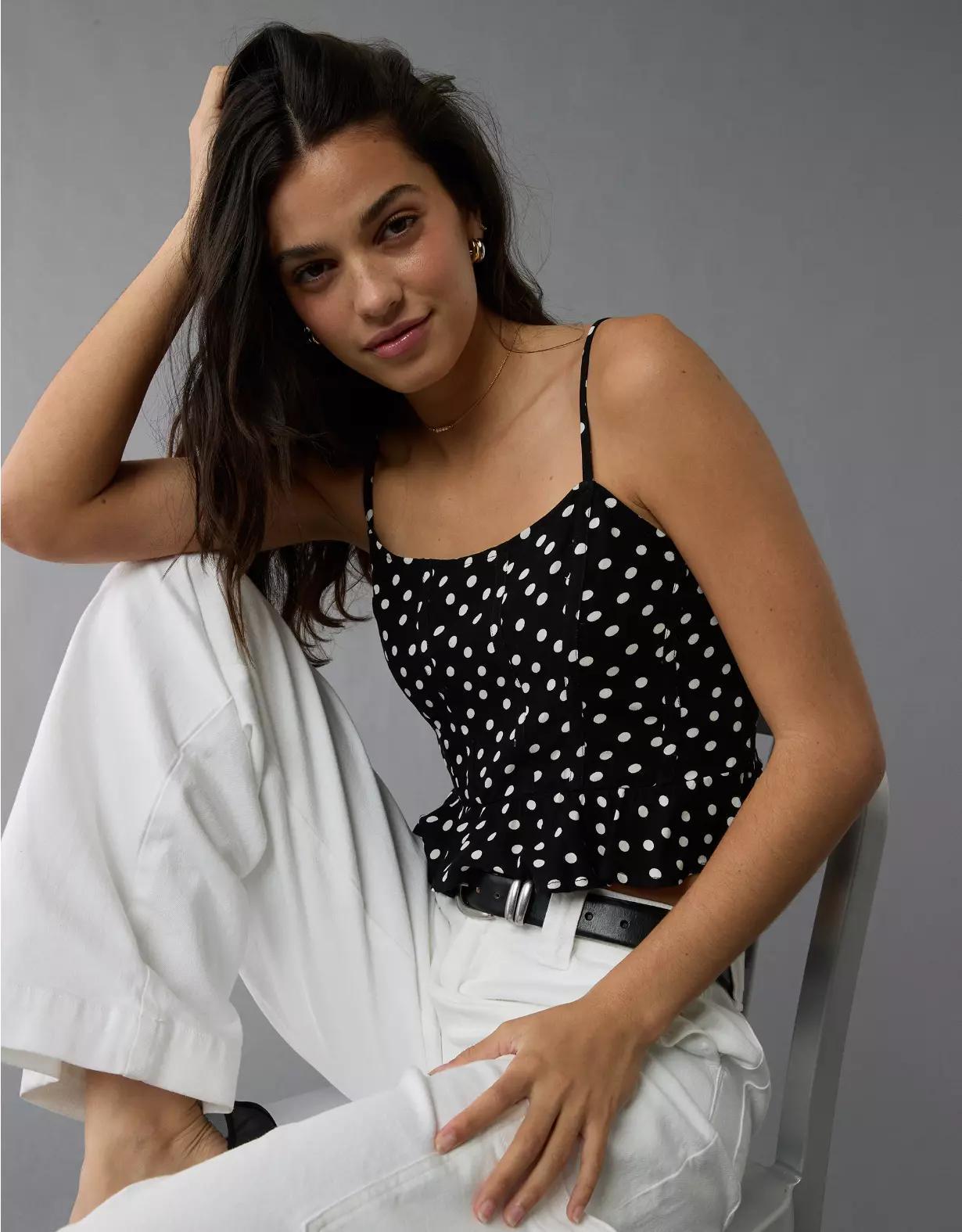 AE Polka Dot Corset Tank Top Product Image