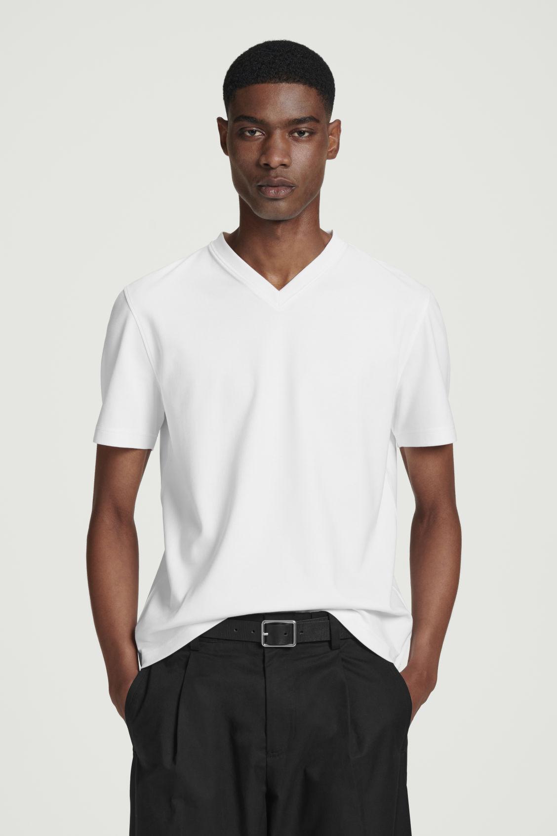 INTERLOCK COTTON V-NECK T-SHIRT Product Image