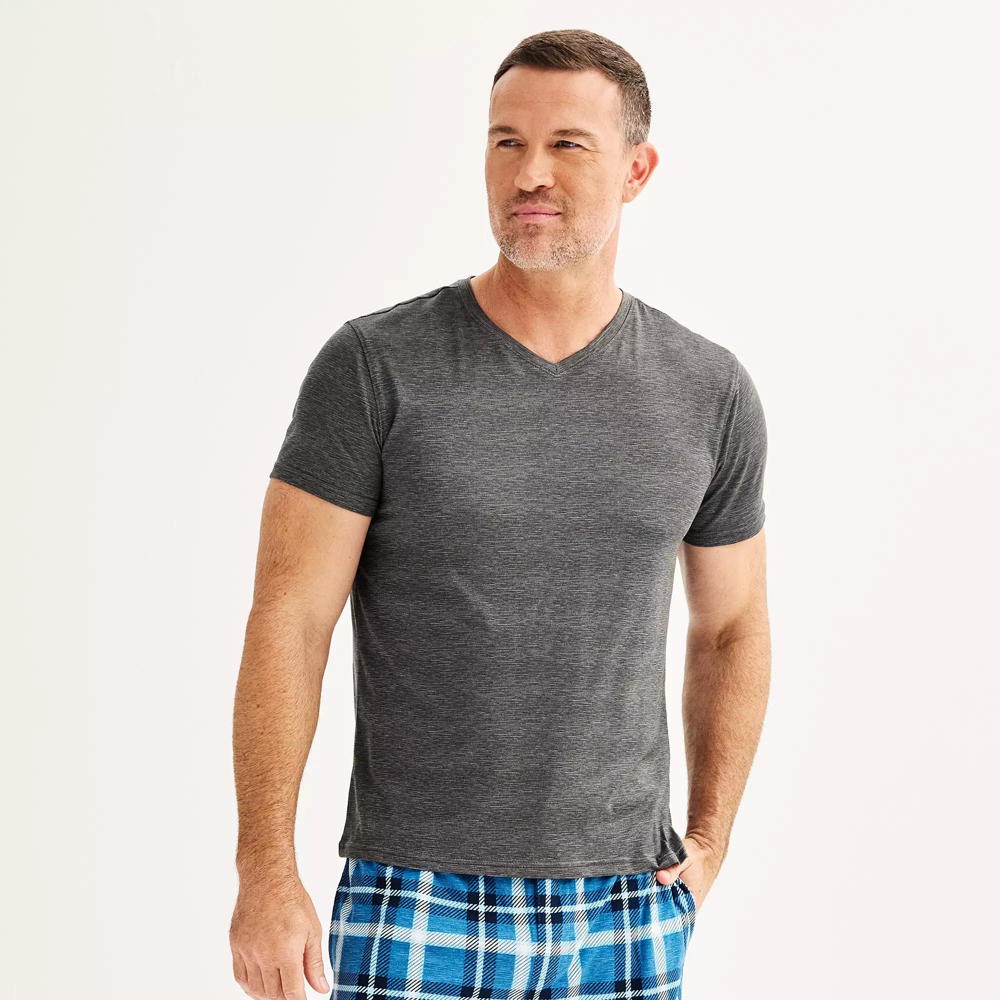 Men's Sonoma Goods For Life® Supersoft V-Neck Pajama Shirt, Size: XXL, Medium Grey Space Dye Product Image