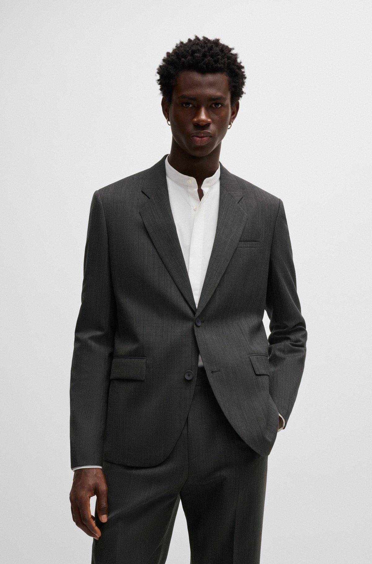 Modern-fit suit in micro-patterned performance-stretch fabric Product Image