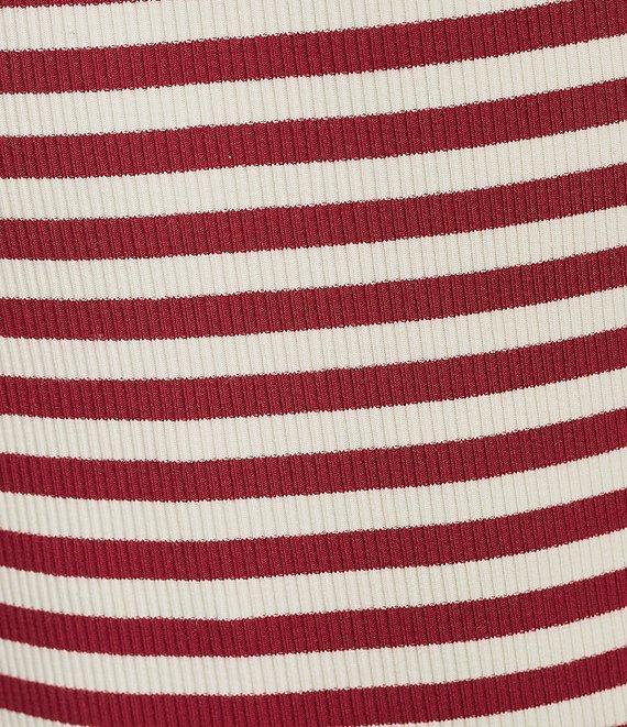 A Loves A Stripe Print Stretch Knit Turtleneck Long Sleeve Tee Product Image