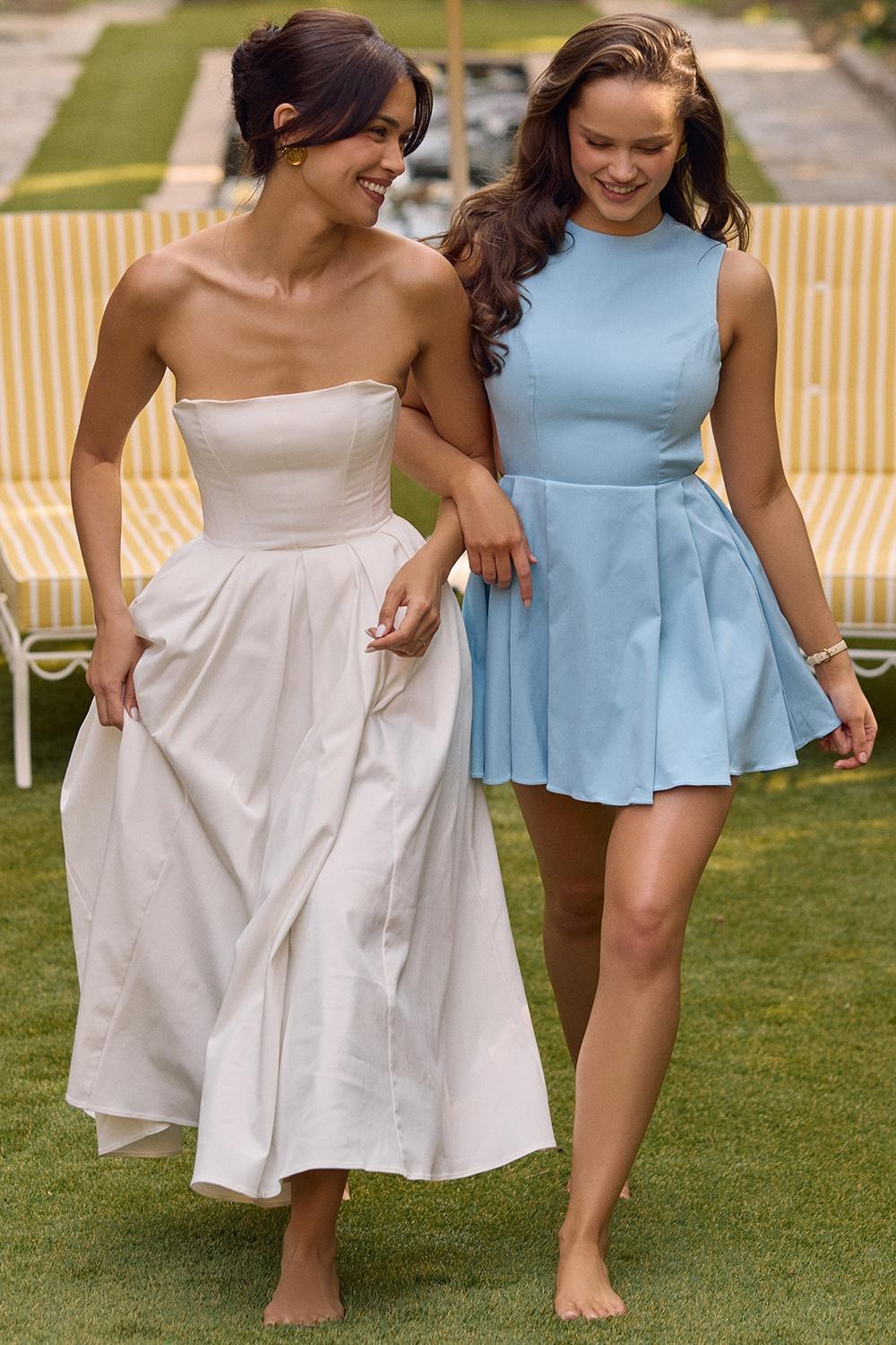 Ingrid  tuscan blue twill mini dress Product Image