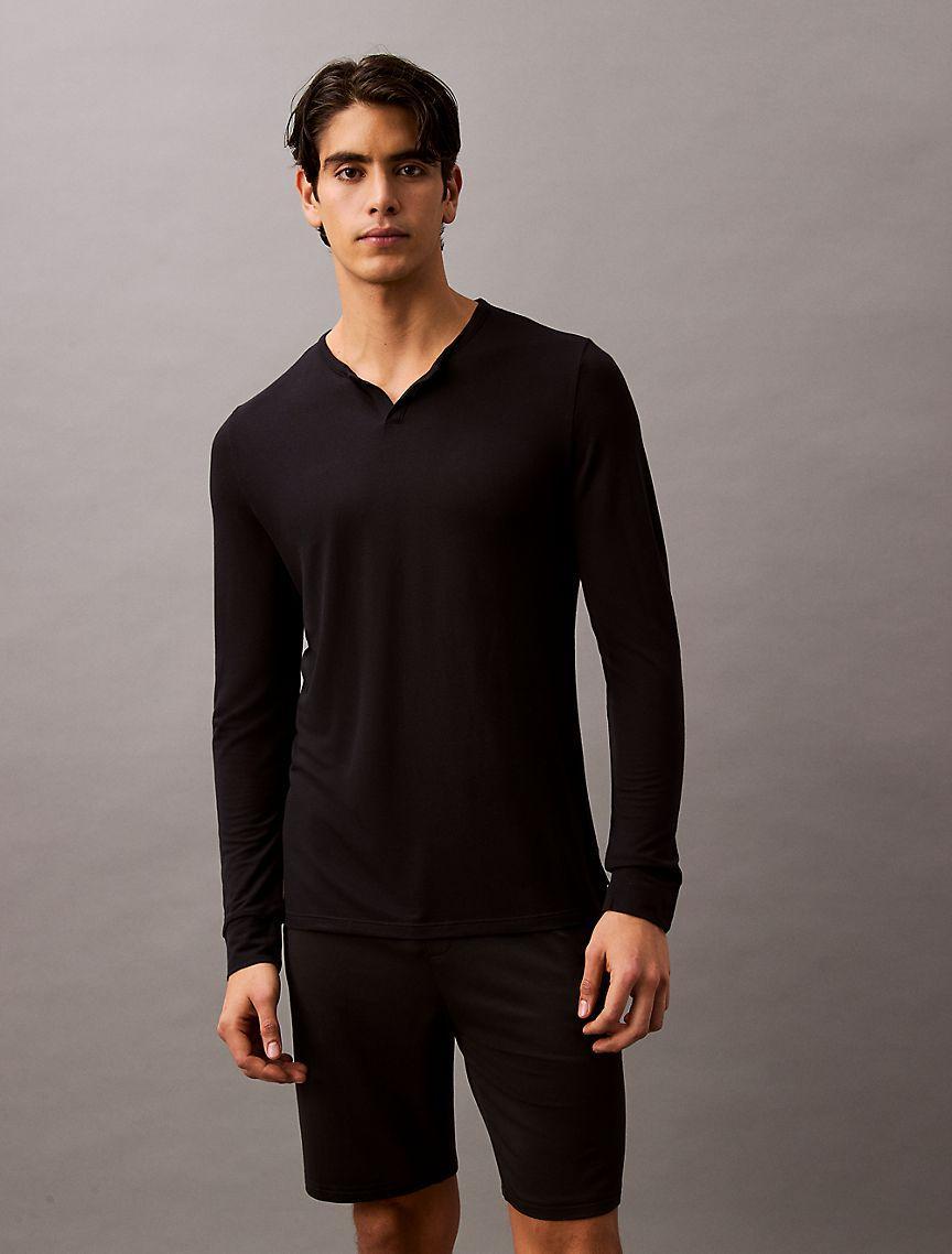 Ultra Soft Modal Pique Henley Sleep Tee Product Image