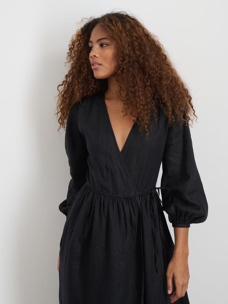 Lauren Wrap Dress In Linen Product Image