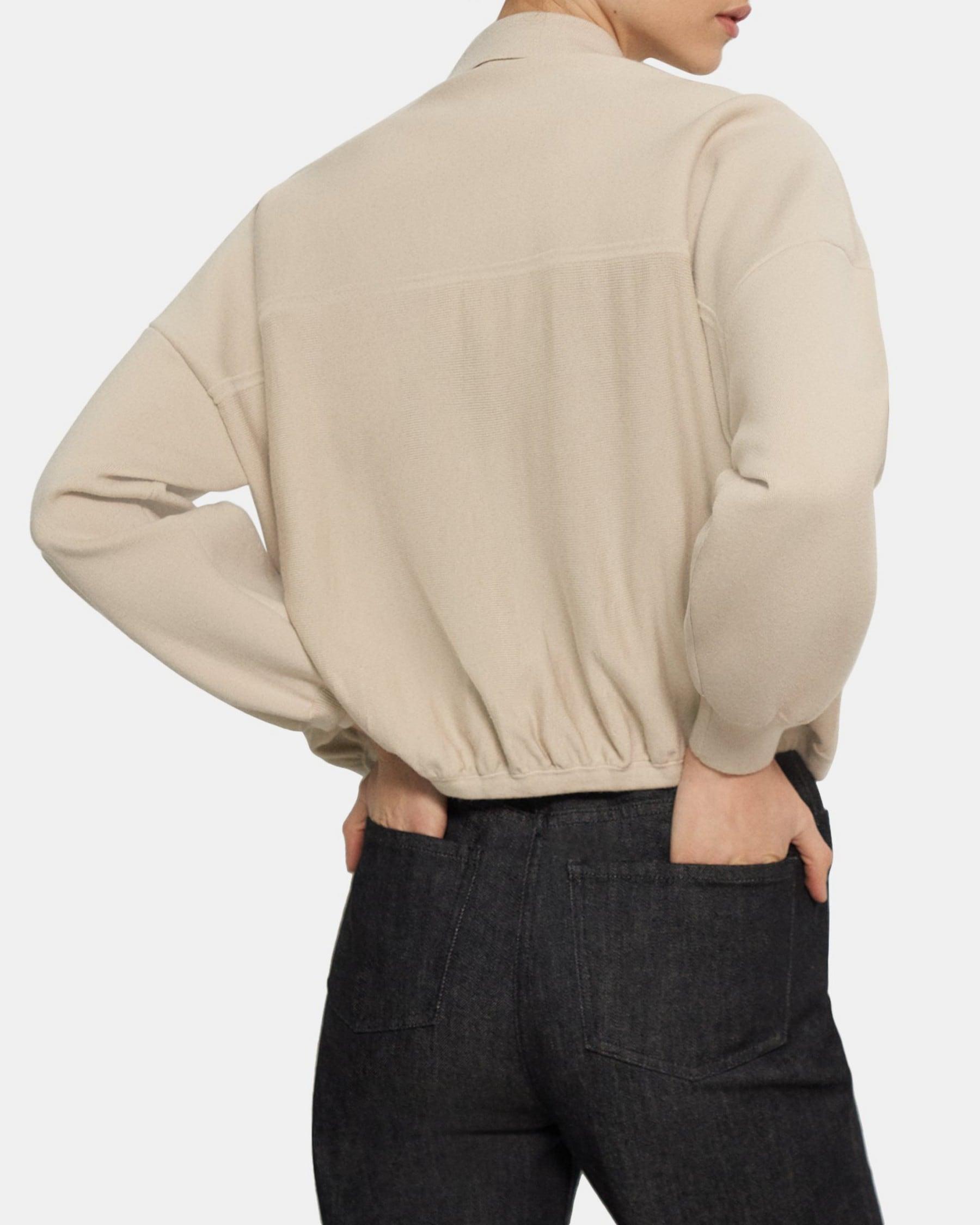 Cropped Zip Jacket in Fine Merino Wool Product Image