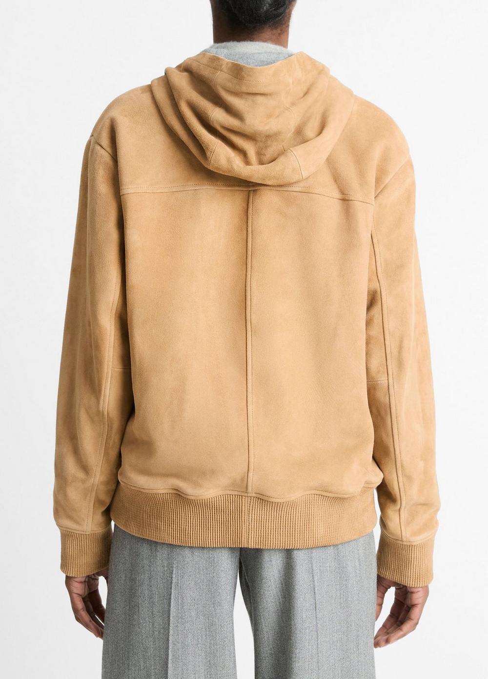 Knit-Lined Suede Hoodie Product Image