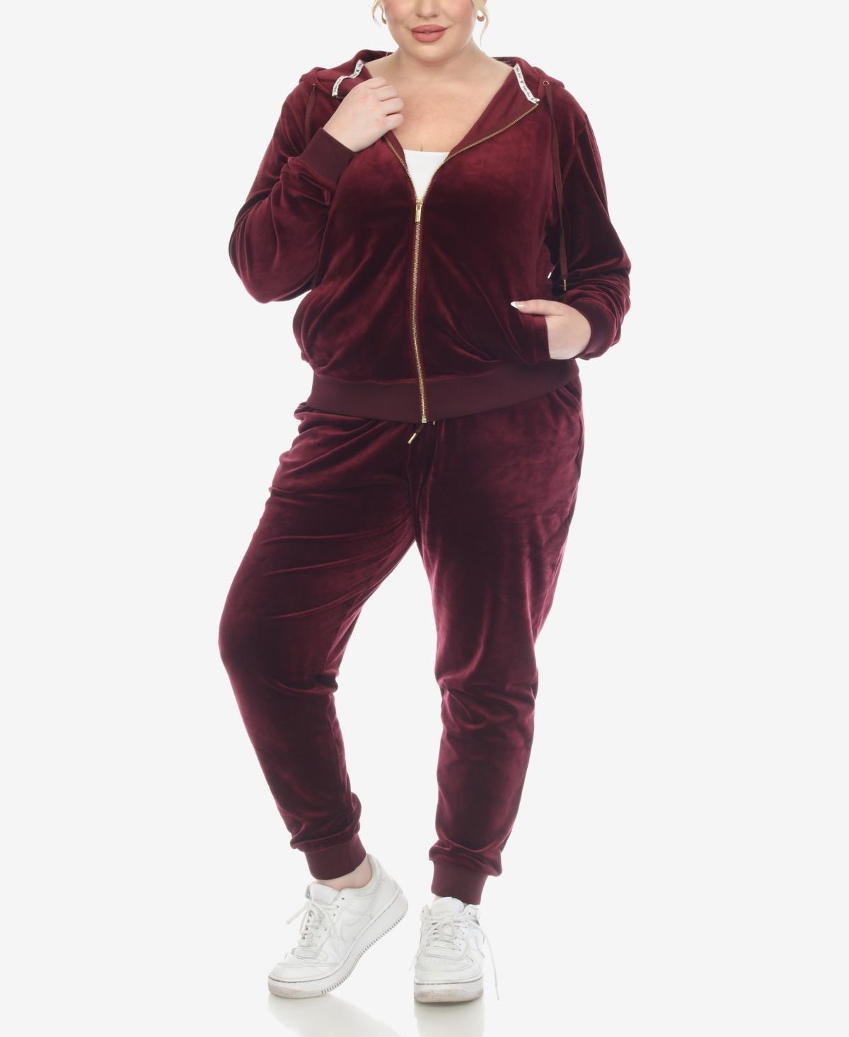 White Mark Plus Size Velour Tracksuit Loungewear 2pc Set Product Image