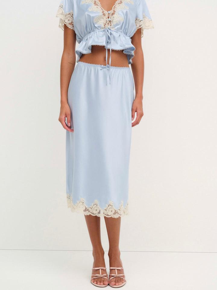 Sweetheart Midi Skirt — Dusty Blue Product Image