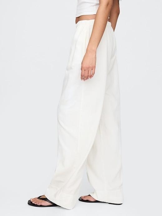 Linen-Blend Easy Wide-Hem Pants Product Image