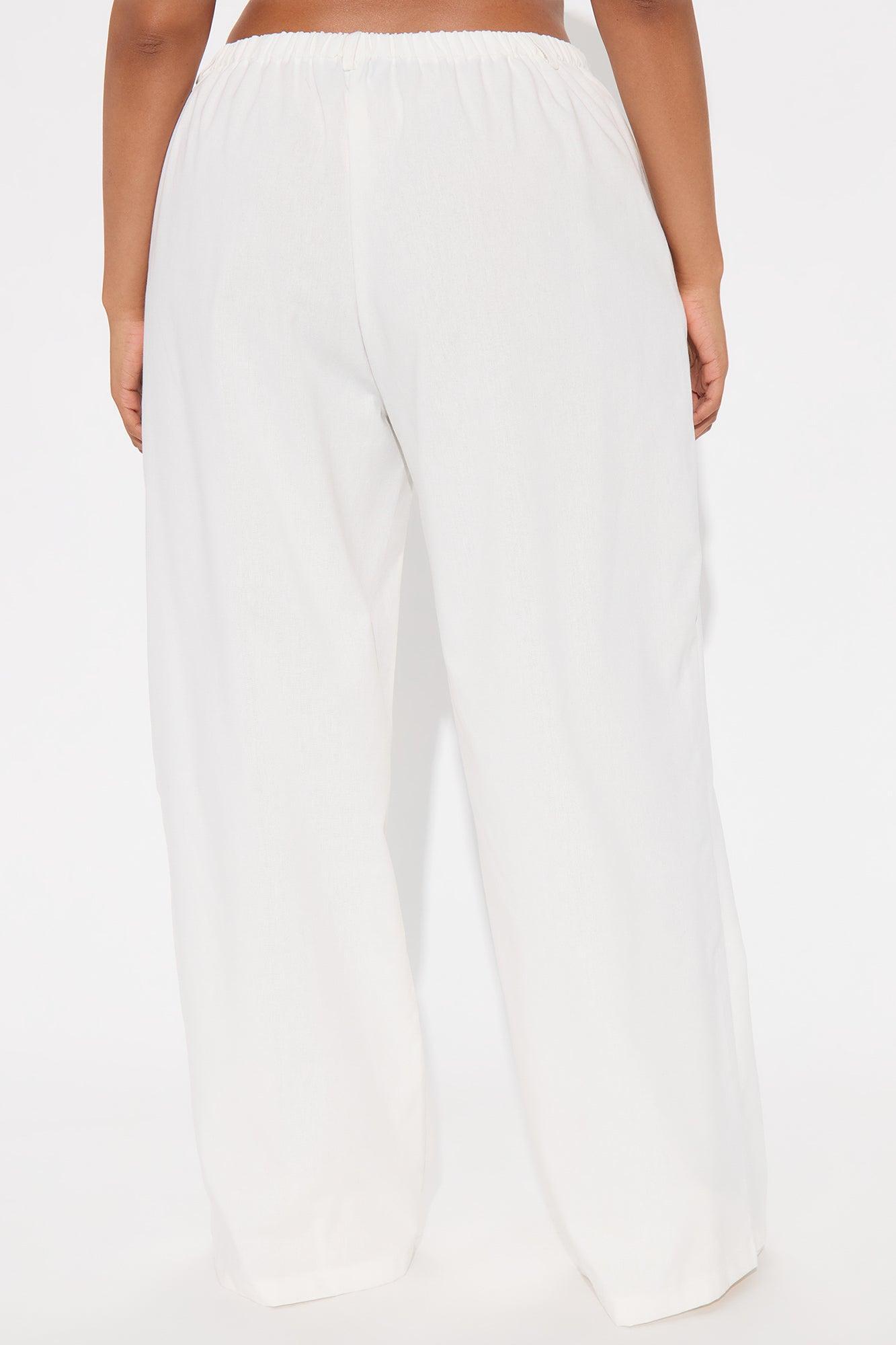 Hayden Linen Wide Leg Trouser - White Product Image