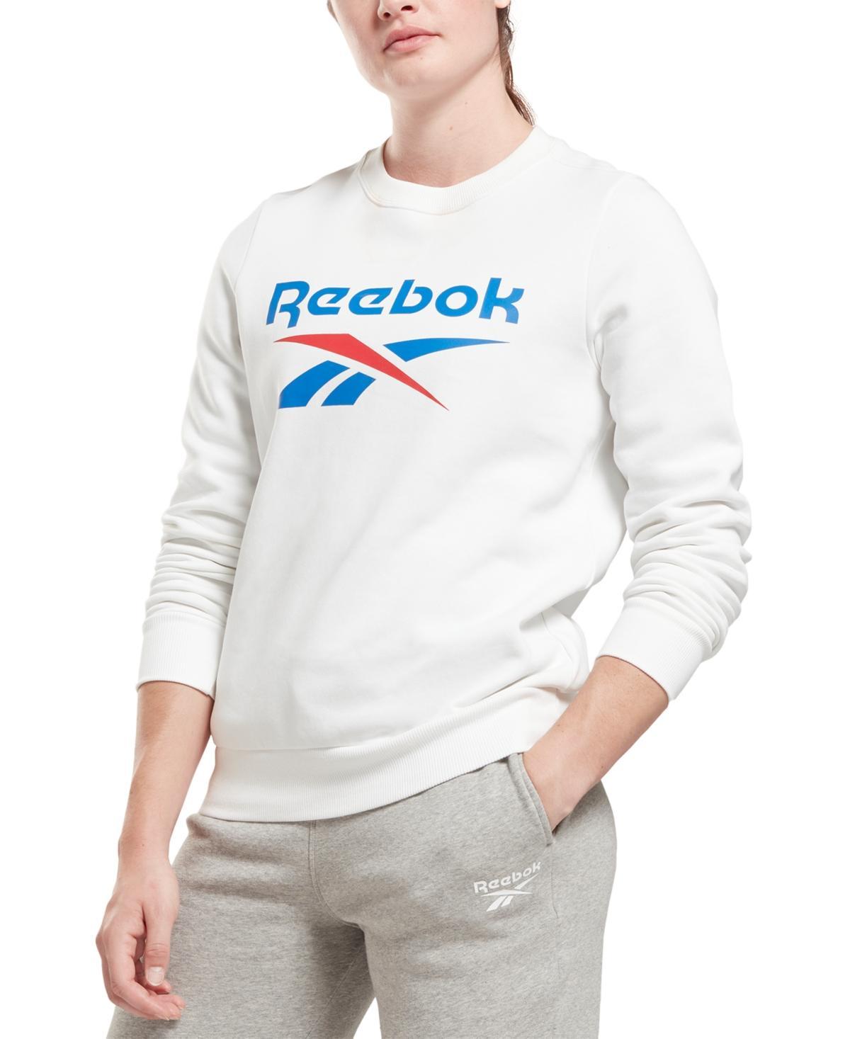 Reebok Womens Reebok Identity Big Logo Fleece Crew - Womens White Product Image