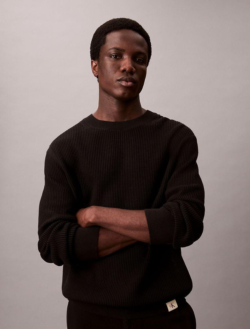 Cotton Mesh Relaxed Sweater Product Image