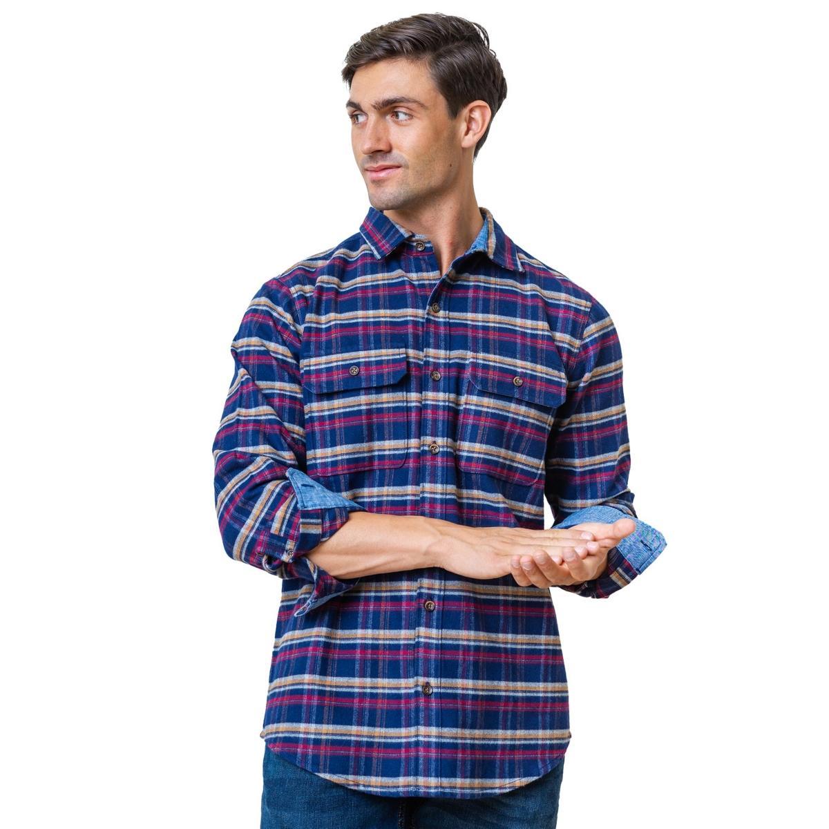 Hope & Henry Mens Organic Long Sleeve Flannel Double Pocket Button Down Shirt Product Image