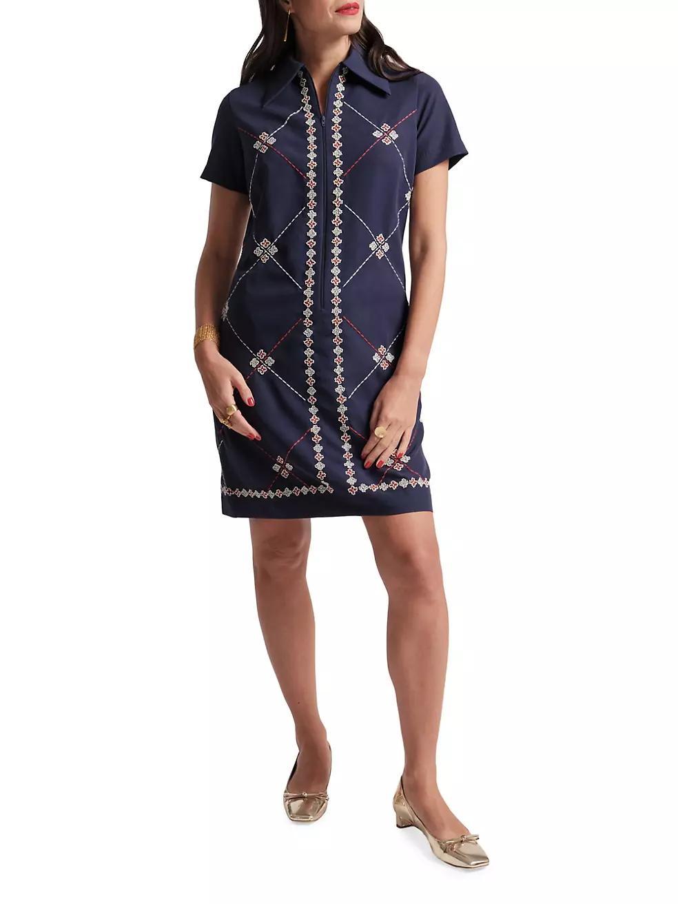 Mabel Floral Embroidered Zip Minidress Product Image