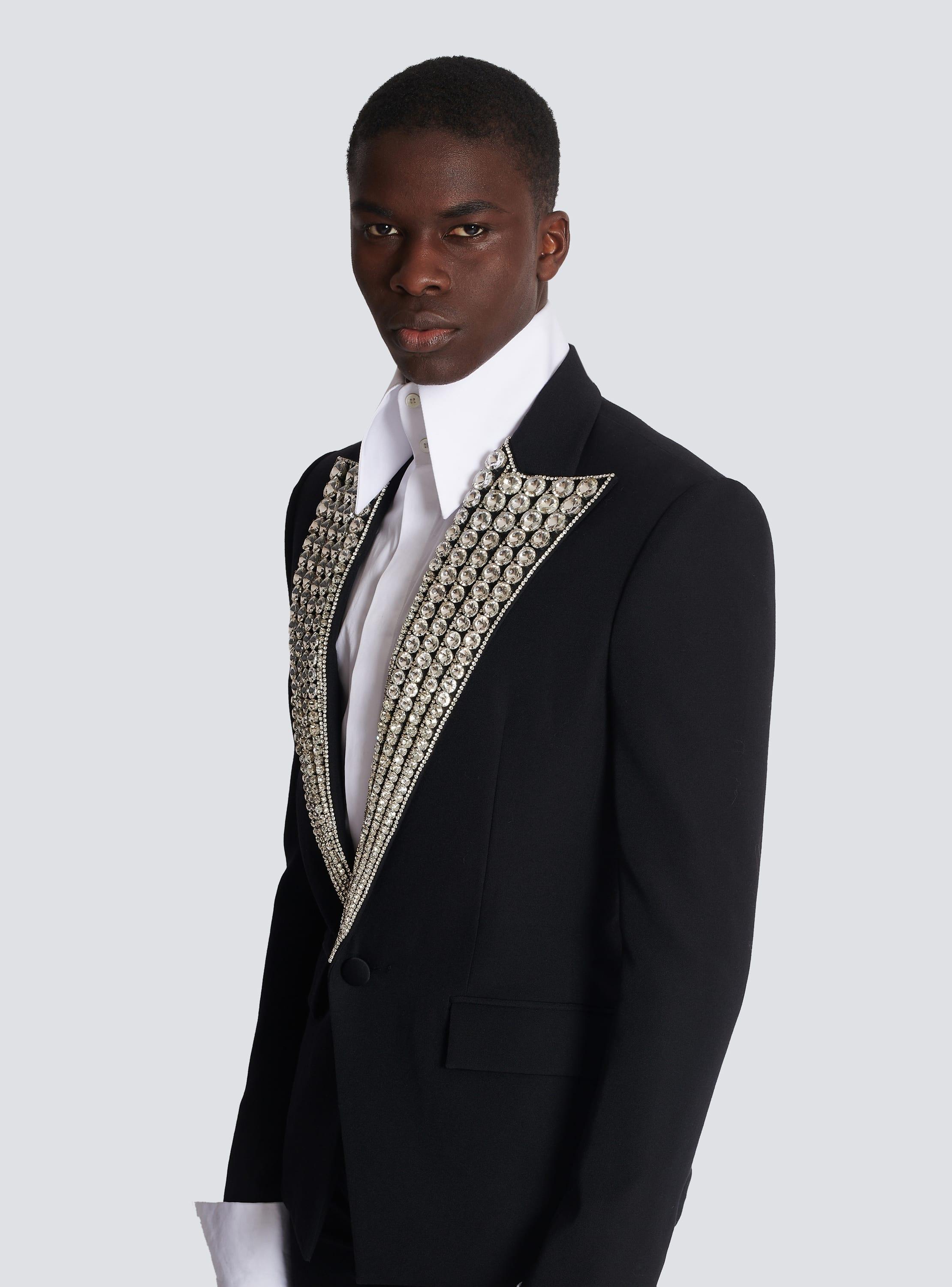 Jacket with crystal-embellished collar Product Image