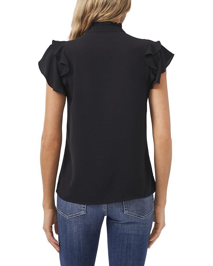Bubble Sleeve Split Neck Blouse With Tie Product Image