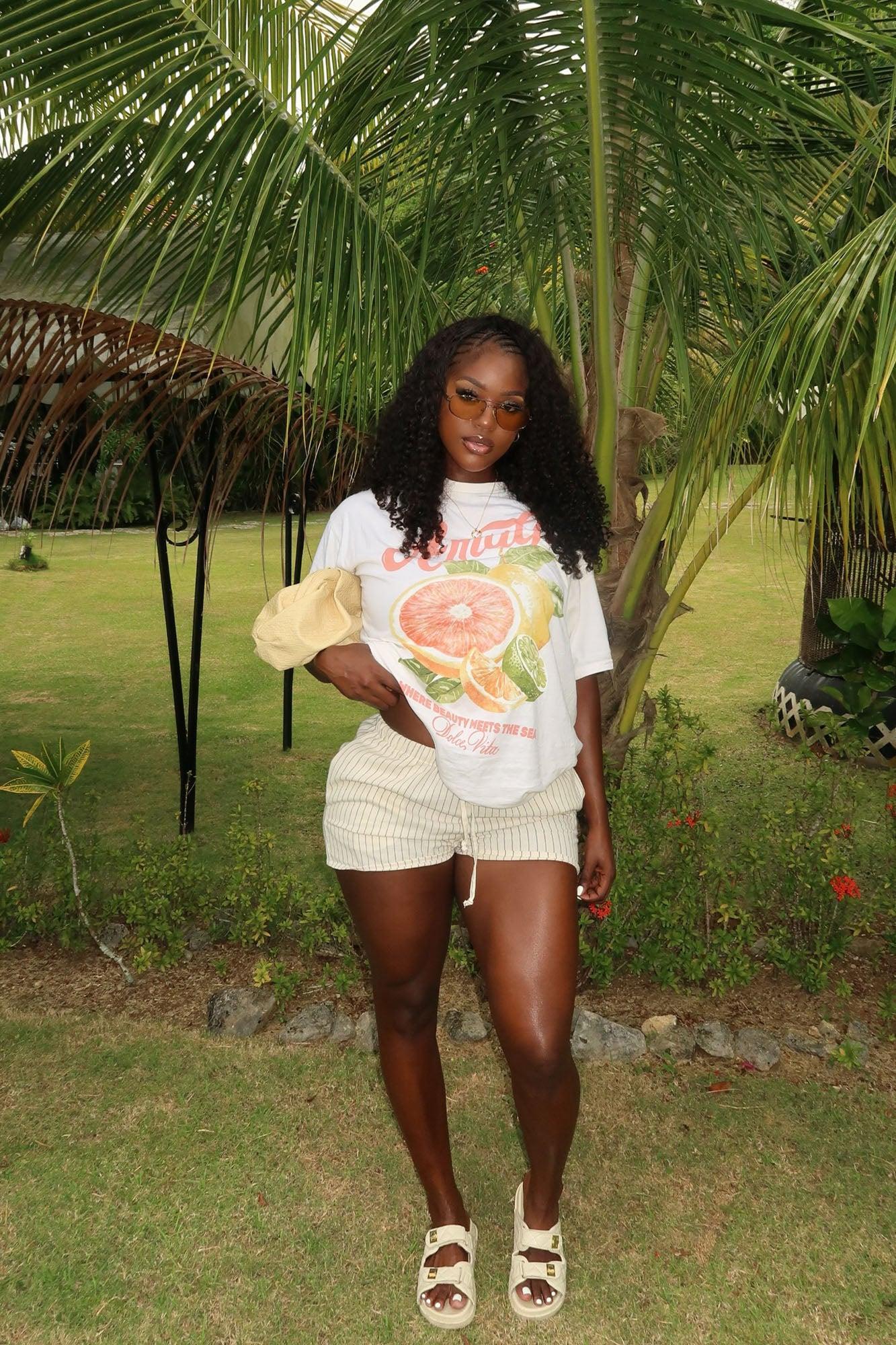 Talk To Me Linen Short - Cream/combo Product Image