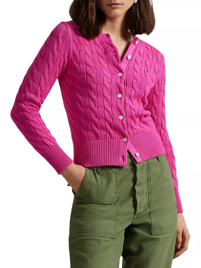 Cable-Knit Cotton Cardigan Product Image