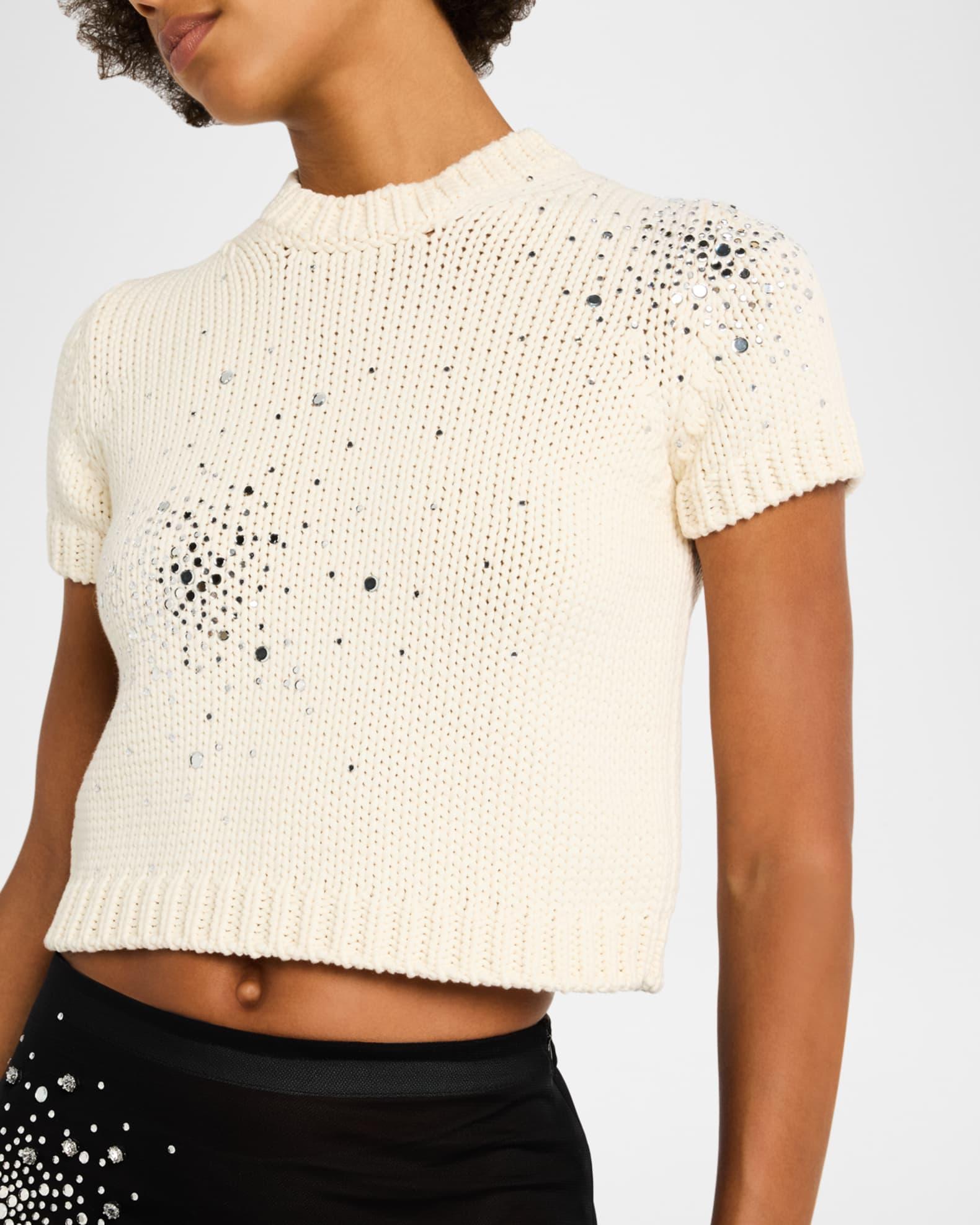 Embroidered Chunky Knit Crop Top Product Image